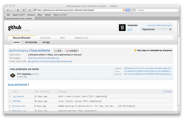Early GitHub source code browser