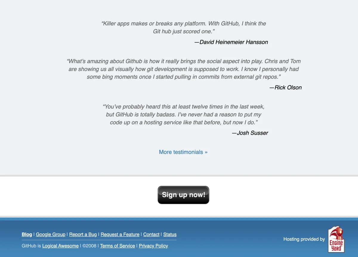 Early GitHub screenshot