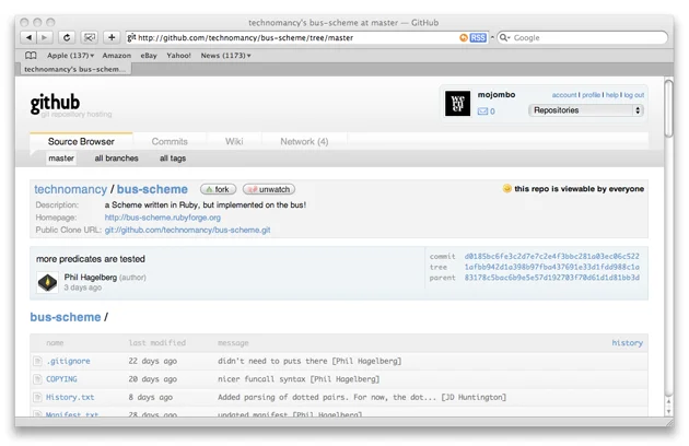 Early GitHub source code browser